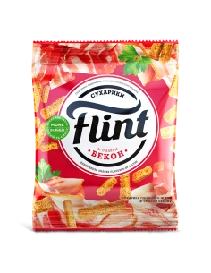 Сухарики пшенично-житні зі смаком Бекон ТМ flint 100г