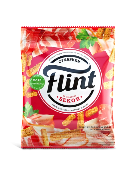 Сухарики пшенично-житні зі смаком Бекон ТМ flint 100г