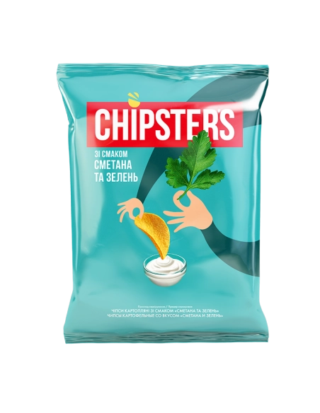 Чіпси натуральні сметана зелень 120г ТМ Chipster`s