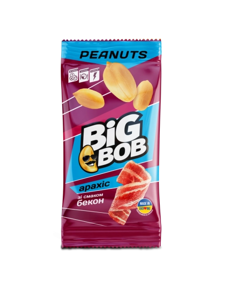 Арахіс смажений солоний зі смаком Бекон 60г ТМ BIG BOB