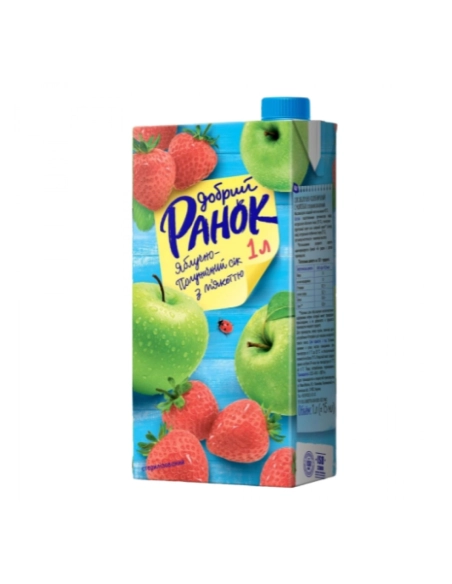 Сік яблучно-полуничний з м'якоттю ТМ Добрий ранок 1,0л