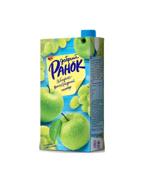 Нектар яблучно-виноградний освітленний ТМ Добрий ранок 1л
