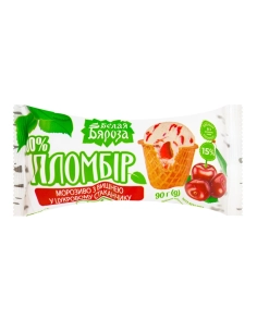 Морозиво Біла Береза пломбир з вишнею у цукровому стакані 90гр