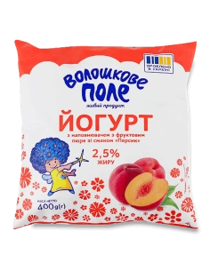 Йогурт зі смаком персик 2,5% ТМ Улюблений фас 400г