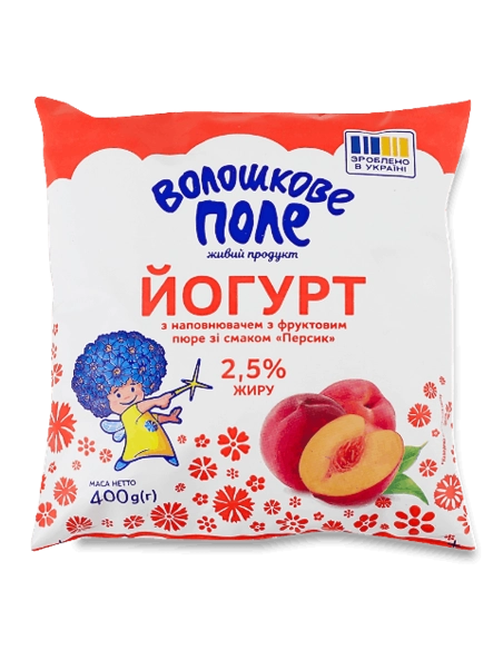 Йогурт зі смаком персик 2,5% ТМ Улюблений фас 400г