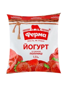 Йогурт зі смаком полуниці 2,5%жиру,ТМ Улюблений,фас,400г