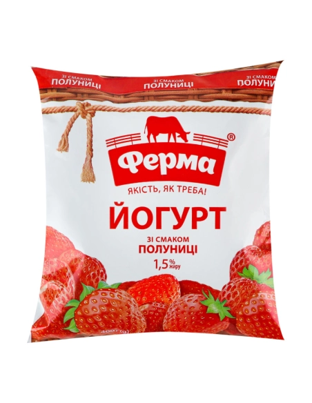 Йогурт зі смаком полуниці 2,5%жиру,ТМ Улюблений,фас,400г
