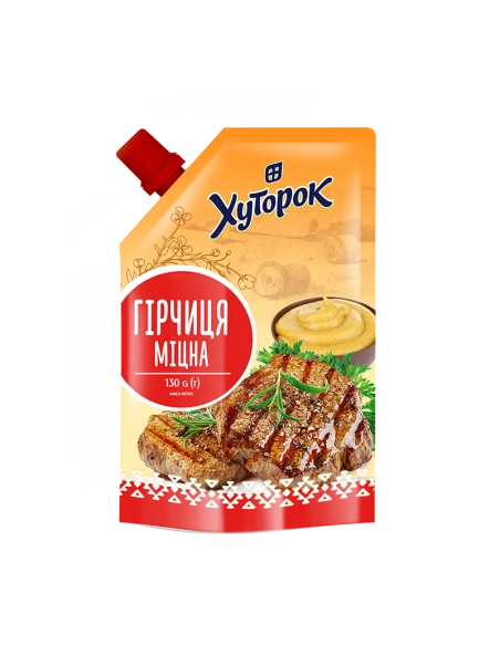 Гірчиця міцна ТМ Хуторок 130г,дой-пак