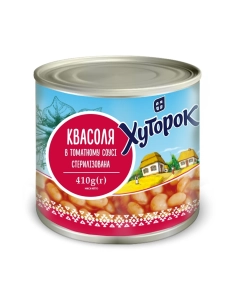 Квасоля в томатному соусі ТМ Хуторок 410г ж/б