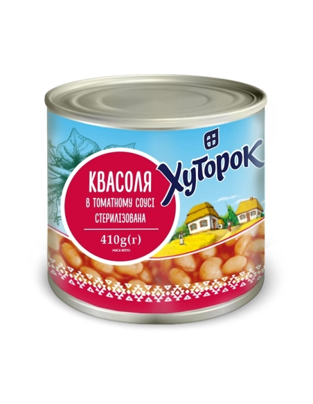 Квасоля в томатному соусі ТМ Хуторок 410г ж/б
